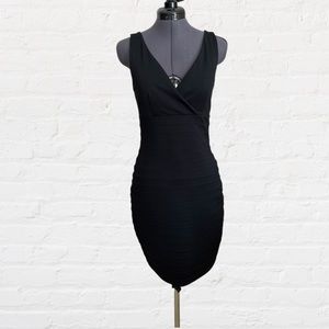 Bodycon V-Neck Black Dress, Express, Size XS
